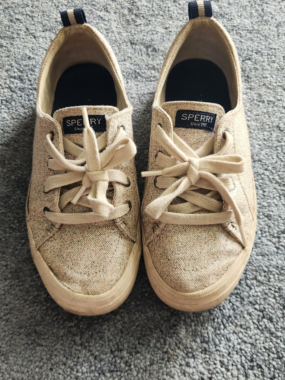 Sperry Beige Canvas Lace-Up Women's Sneakers